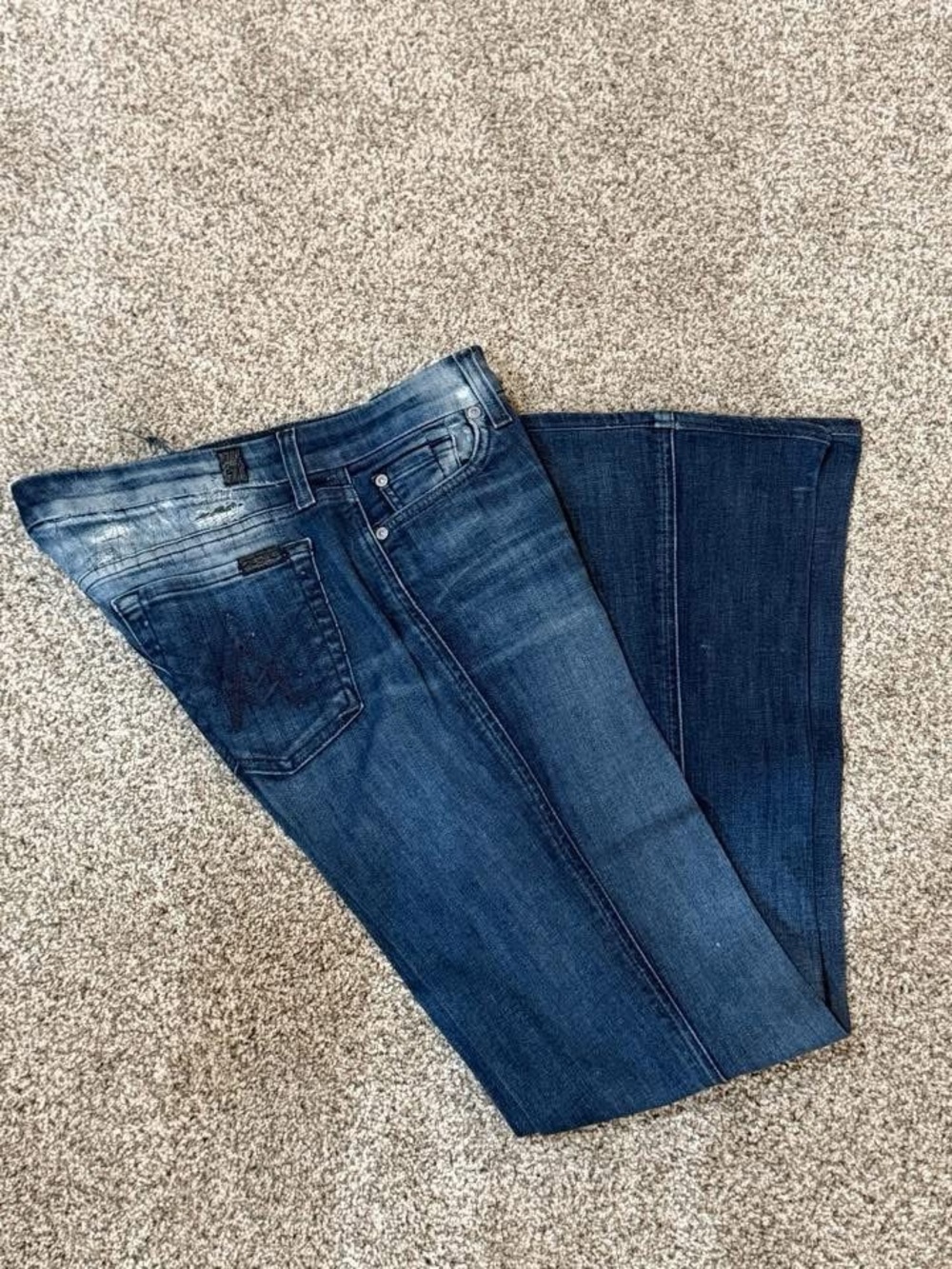 7 For All Mankind Dark Blue Flare Jeans